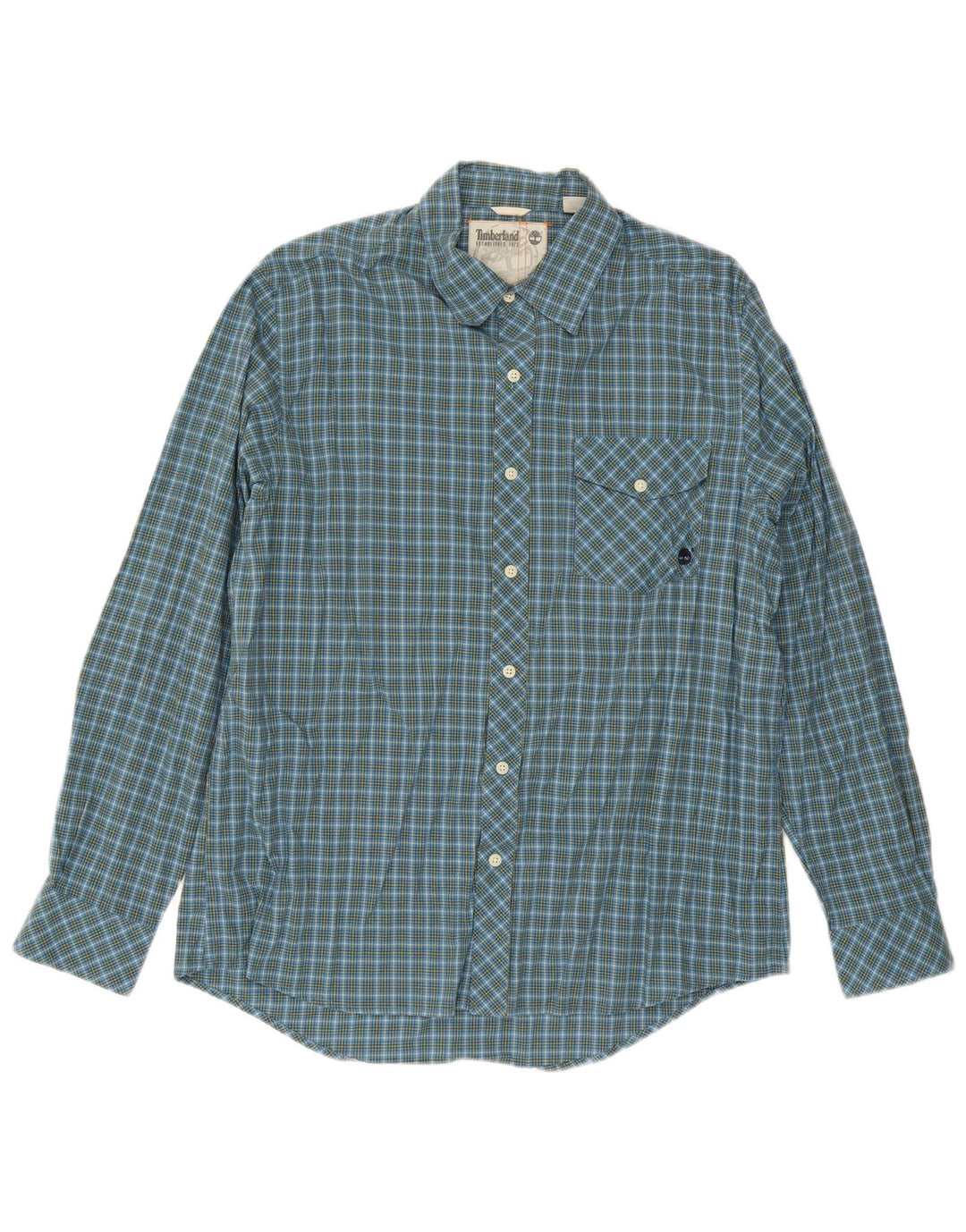 Timberland Mens Shirt Large Blue Check Cotton