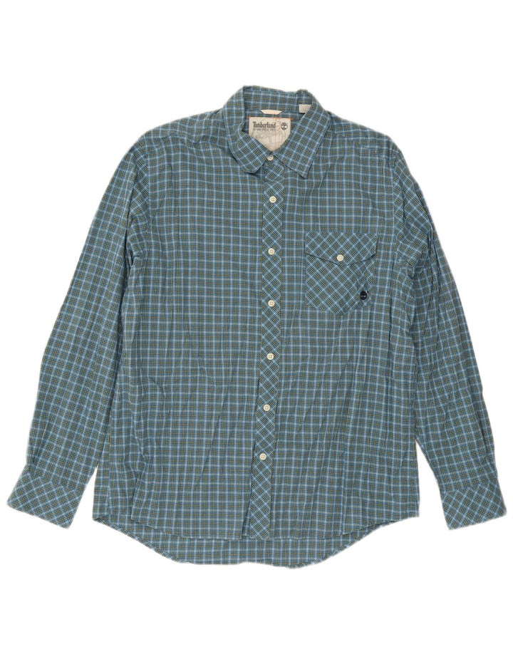 Timberland Mens Shirt Large Blue Check Cotton