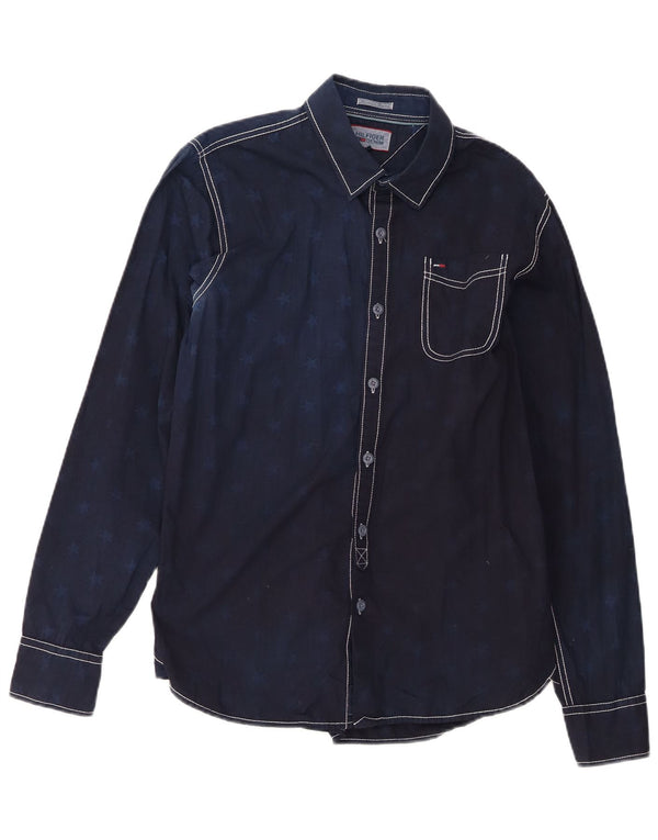 Tommy Hilfiger Mens Shirt Medium Navy Blue Cotton