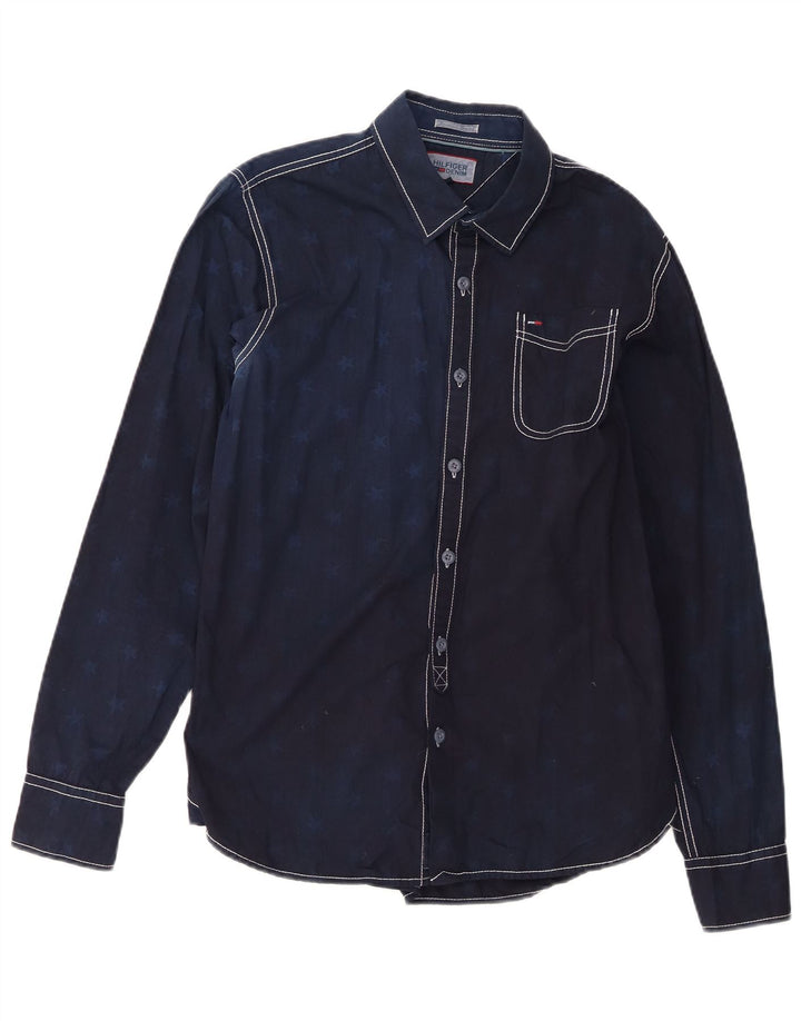 Tommy Hilfiger Mens Shirt Medium Navy Blue Cotton