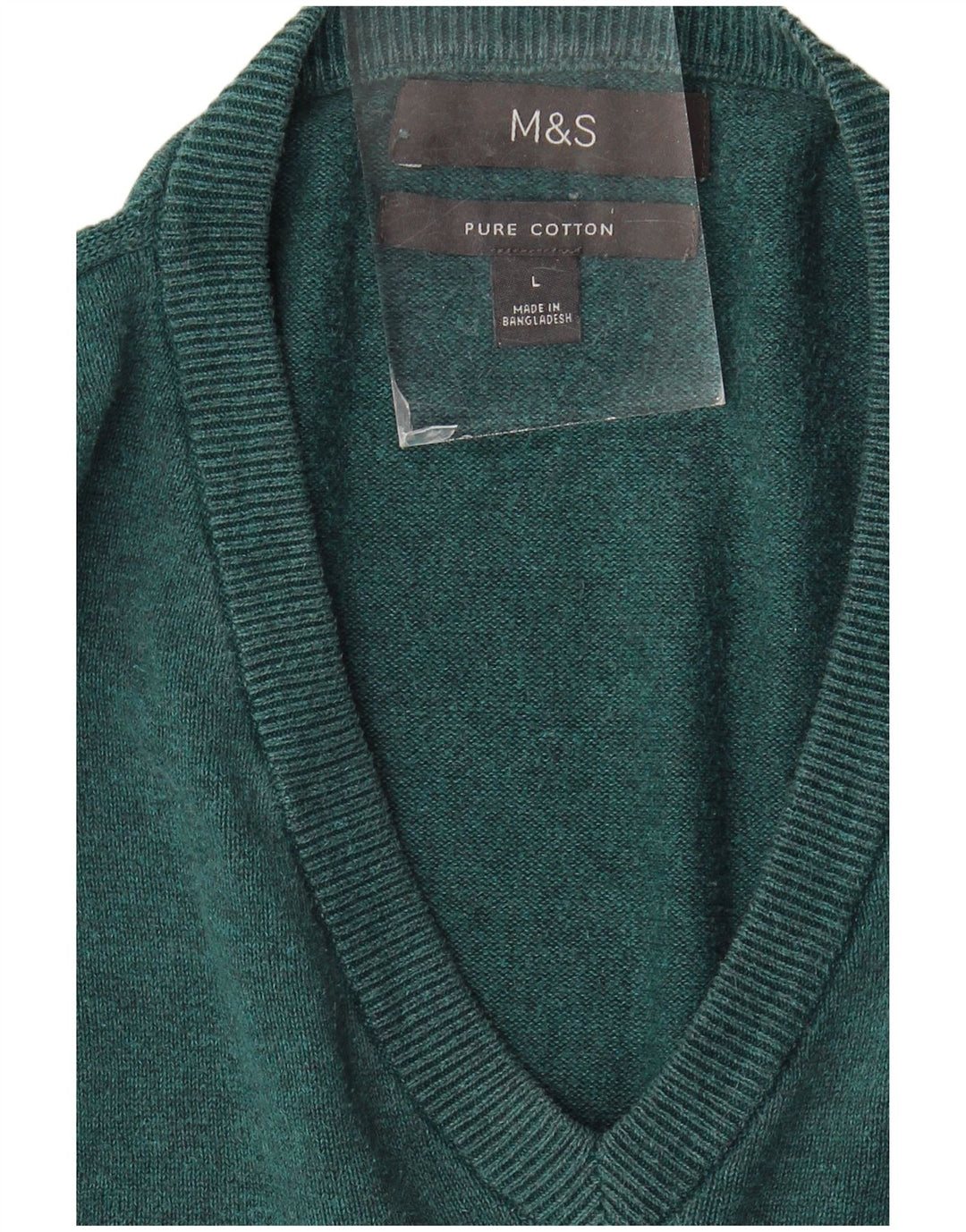Marks & Spencer Mens V-Neck Jumper Sweater Large Blue Cotton