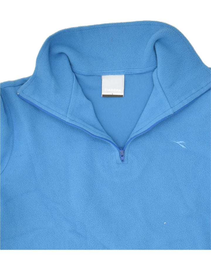 DIADORA Boys Zip Neck Fleece Jumper 10-11 Years Large Blue Polyester | Vintage Diadora | Thrift | Second-Hand Diadora | Used Clothing | Messina Hembry 