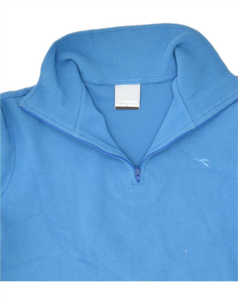 DIADORA Boys Zip Neck Fleece Jumper 10-11 Years Large Blue Polyester | Vintage Diadora | Thrift | Second-Hand Diadora | Used Clothing | Messina Hembry 