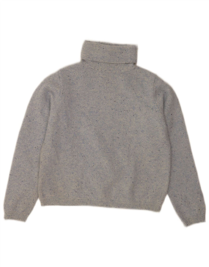 L.L.Bean Womens Roll Neck Jumper Sweater UK 8 Small Grey Flecked
