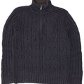 Fat Face Mens Zip Neck Jumper Sweater Medium Navy Blue Lambswool