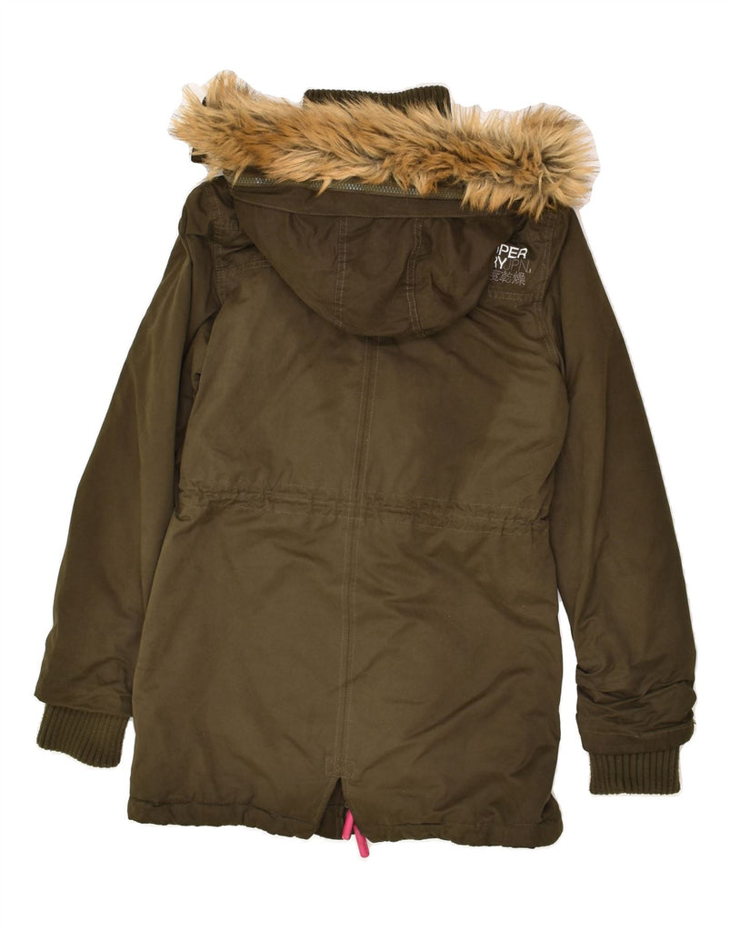 SUPERDRY Womens Parka Jacket UK 10 Small Khaki Polyester | Vintage Superdry | Thrift | Second-Hand Superdry | Used Clothing | Messina Hembry 