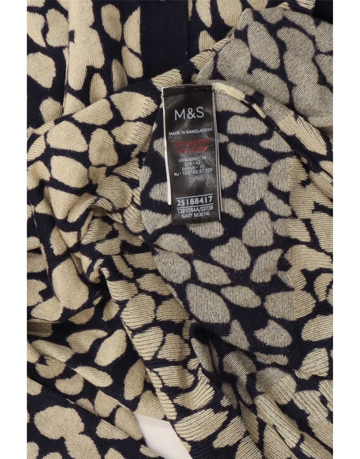 Marks & Spencer Womens Cardigan Sweater UK 14 Medium Black Geometric