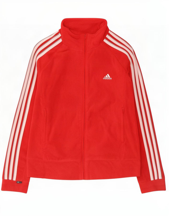 Adidas Womens Fleece Jacket UK 14 Medium Red