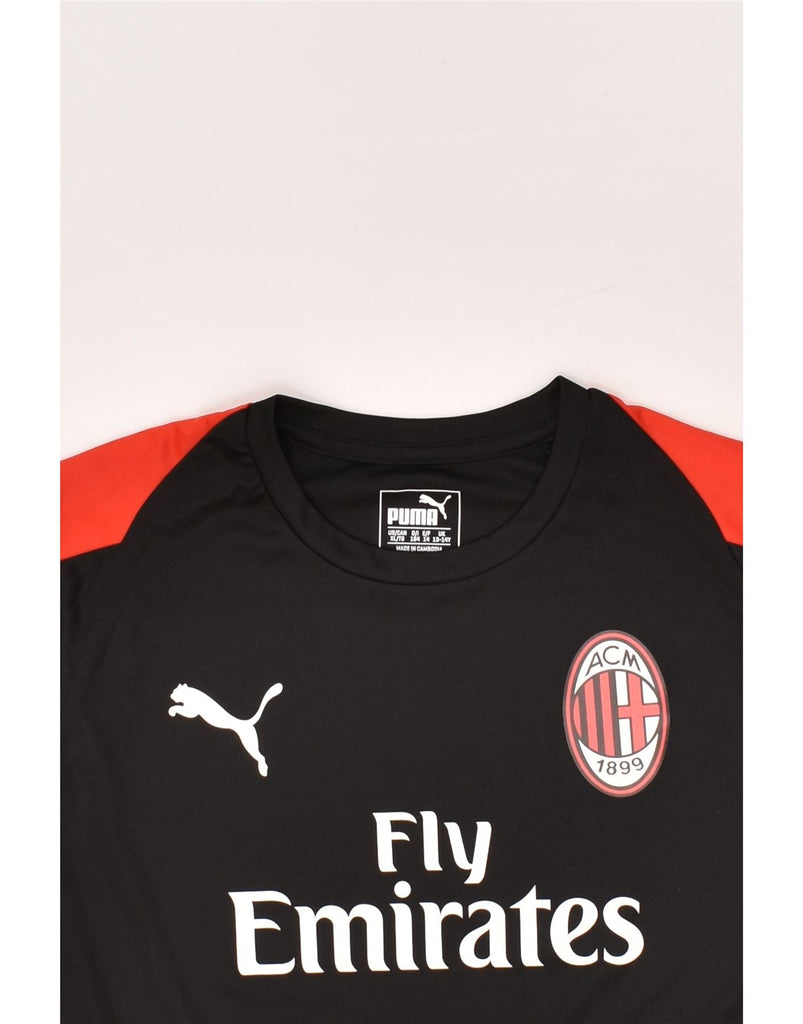 PUMA Boys AC Milan Graphic T-Shirt Top 13-14 Years Black Polyester | Vintage Puma | Thrift | Second-Hand Puma | Used Clothing | Messina Hembry 