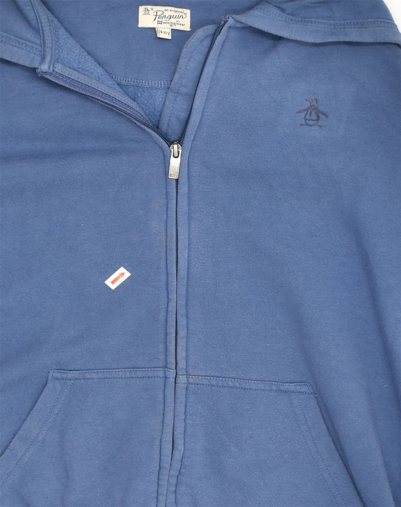 PENGUIN Boys Zip Hoodie Sweater 14-15 Years Blue Cotton | Vintage Penguin | Thrift | Second-Hand Penguin | Used Clothing | Messina Hembry 