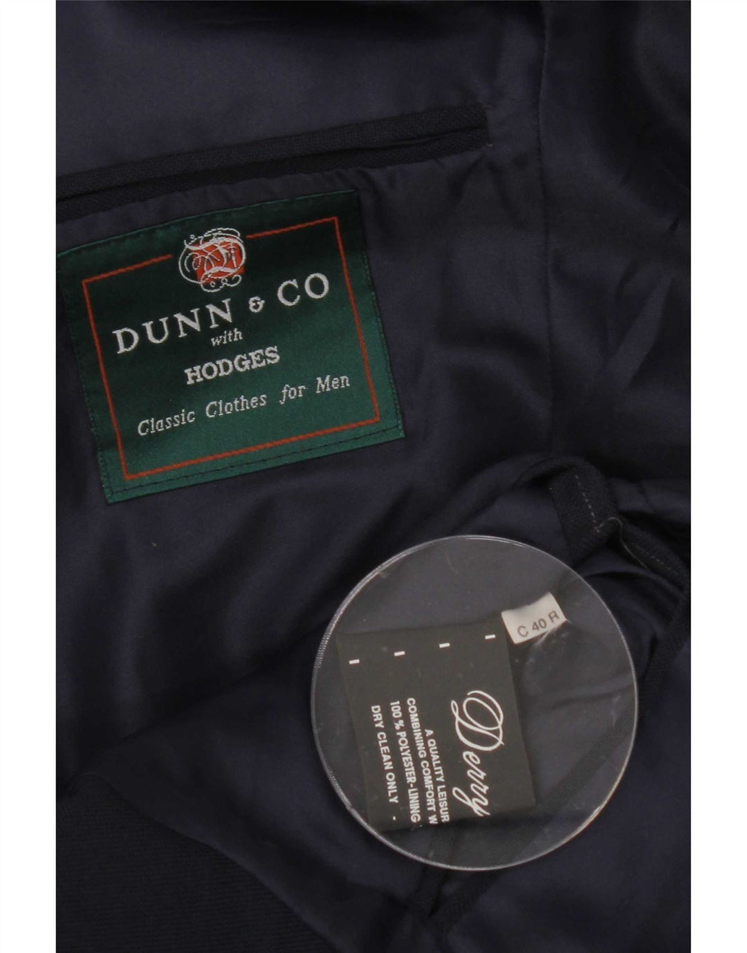 Dunn &Co Mens 2 Button Blazer Jacket UK 40 Large Navy Blue Polyester