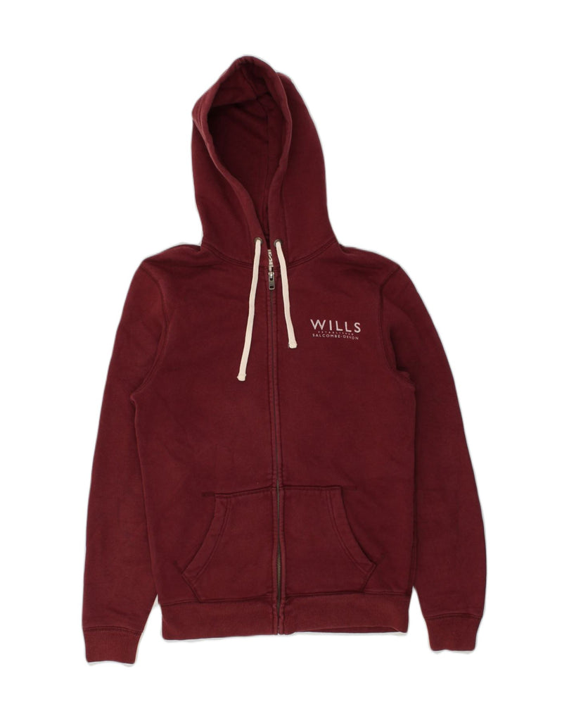 JACK WILLS Mens Classic Fit Zip Hoodie Sweater Small Burgundy Cotton | Vintage Jack Wills | Thrift | Second-Hand Jack Wills | Used Clothing | Messina Hembry 