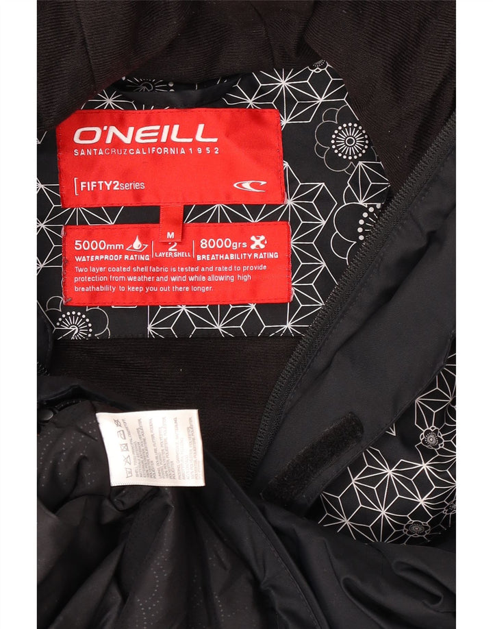 O'Neal Womens Hooded Rain Jacket UK 14 Medium Black Geometric Polyester