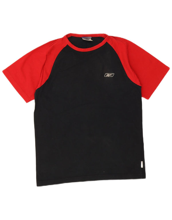 Reebok Mens T-Shirt Top Small Black Colourblock Cotton