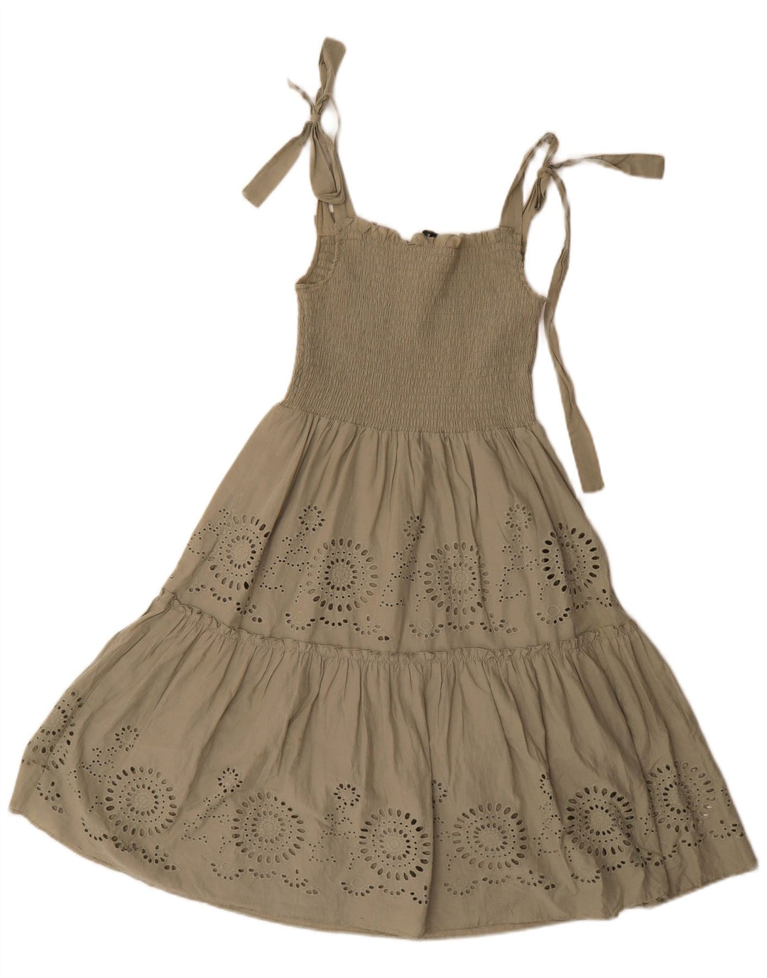 Zara Womens Sundress UK 8 Small Khaki Polyester