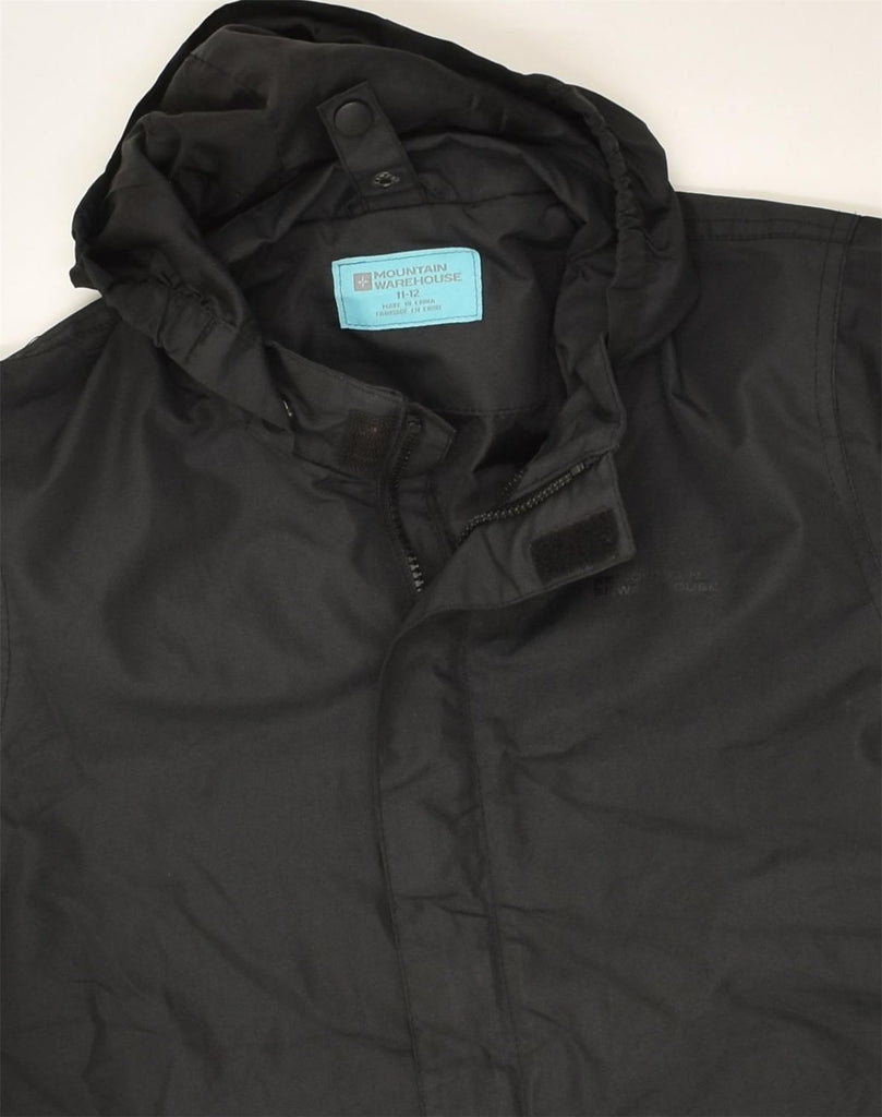 MOUNTAIN WAREHOUSE Boys Hooded Rain Jacket 11-12 Years Black Polyester | Vintage Mountain Warehouse | Thrift | Second-Hand Mountain Warehouse | Used Clothing | Messina Hembry 