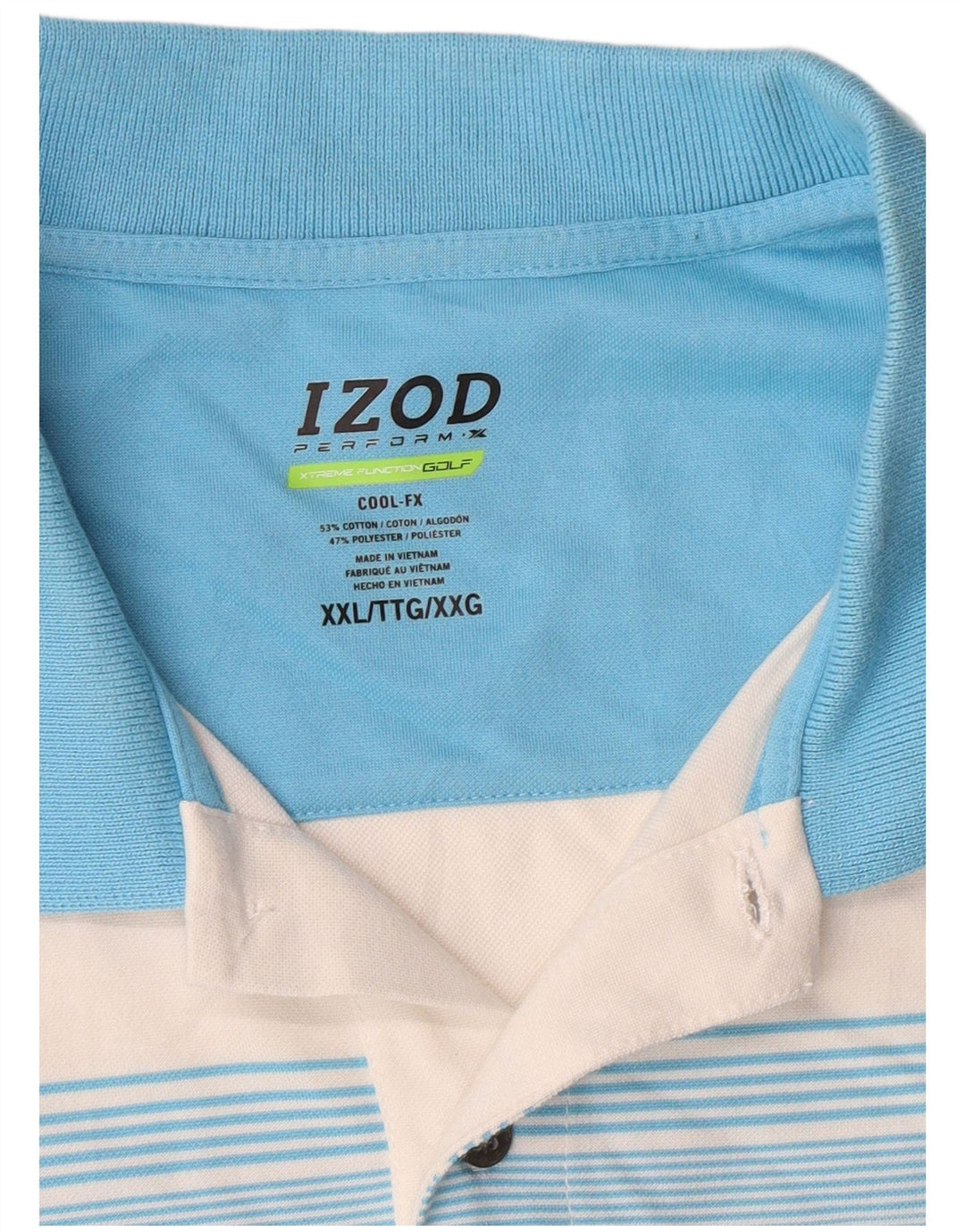 Izod Mens Golf Polo Shirt 2XL Multicoloured Striped Cotton