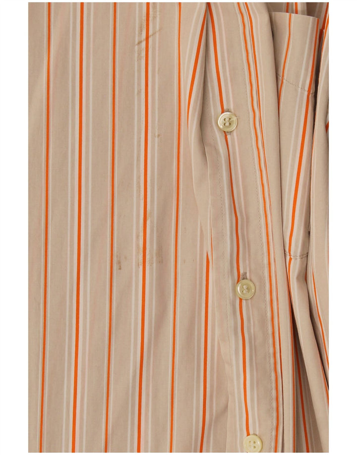 Murphy & Nye Mens Shirt Medium Beige Pinstripe Cotton