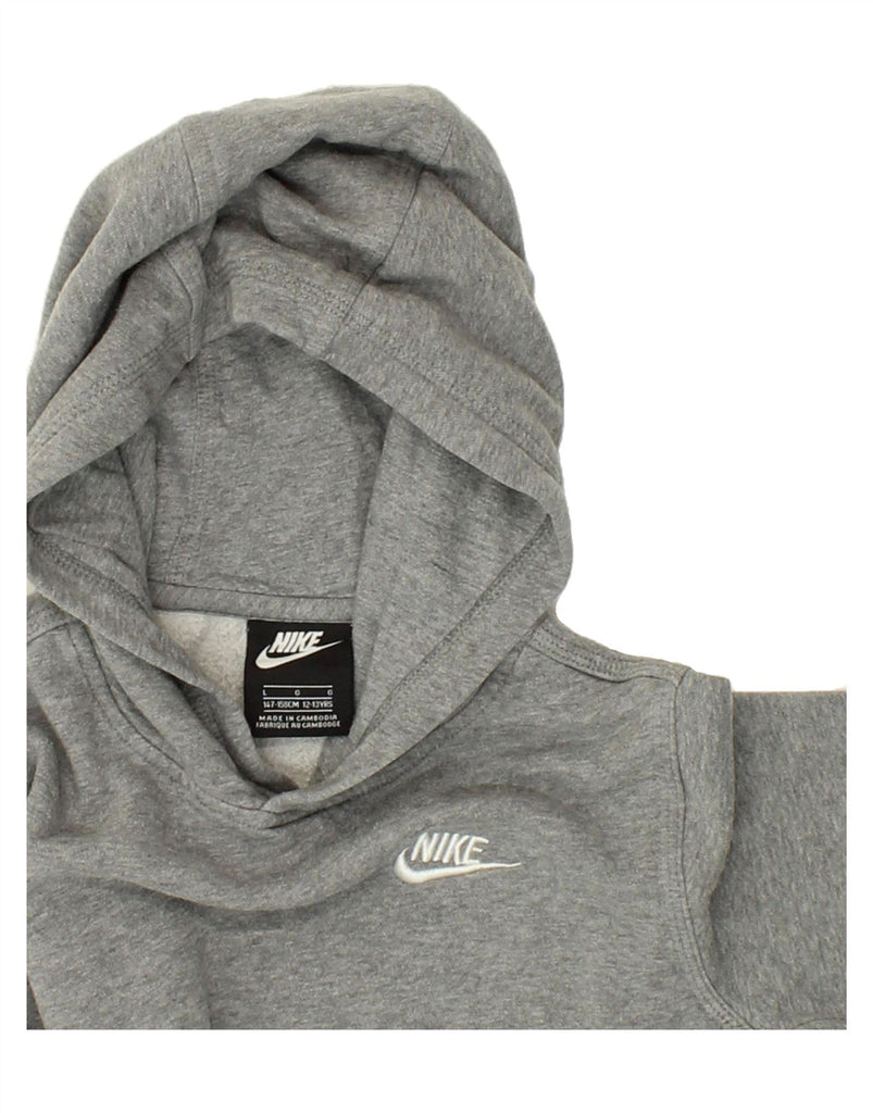 NIKE Boys Hoodie Jumper 12-13 Years Large Grey Cotton | Vintage Nike | Thrift | Second-Hand Nike | Used Clothing | Messina Hembry 