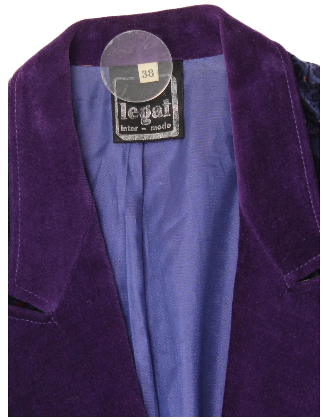 Vintage Womens 1 Button Velvet Blazer Jacket EU 38 Medium Navy Blue Floral