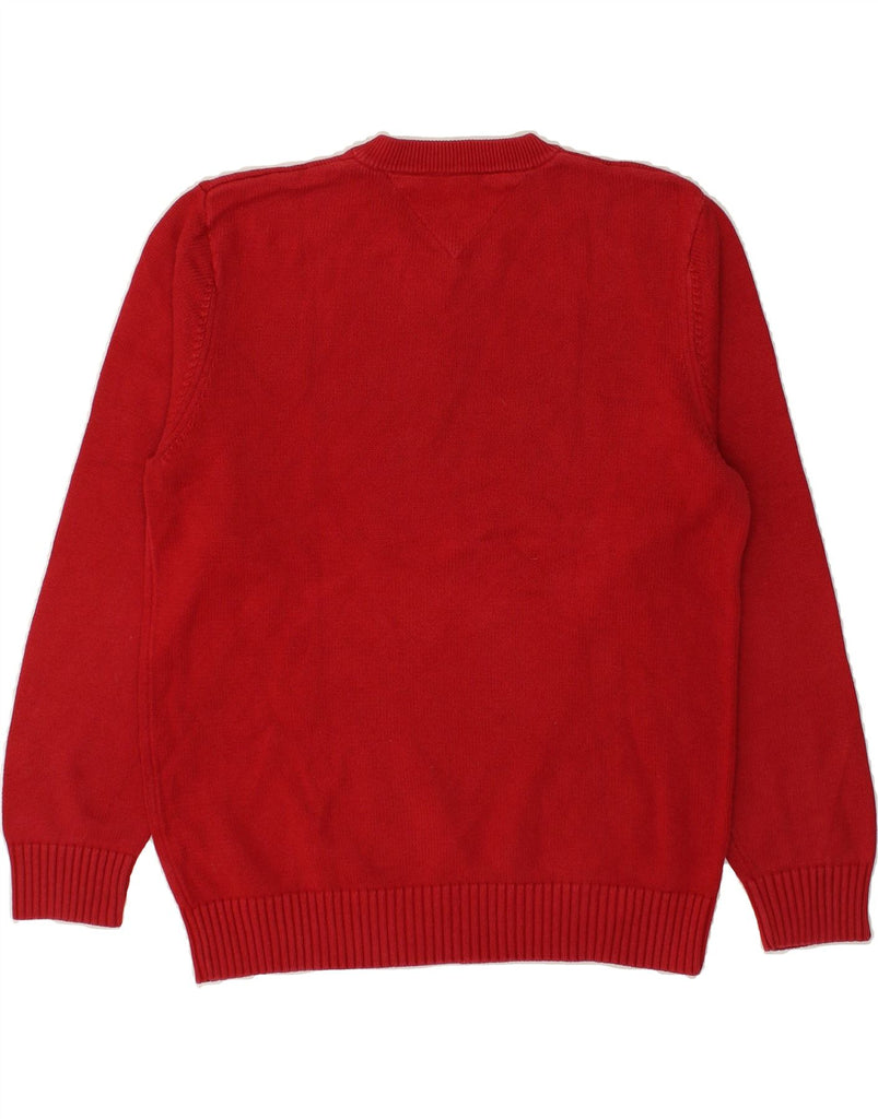 TOMMY HILFIGER Mens V-Neck Jumper Sweater Medium Red | Vintage Tommy Hilfiger | Thrift | Second-Hand Tommy Hilfiger | Used Clothing | Messina Hembry 