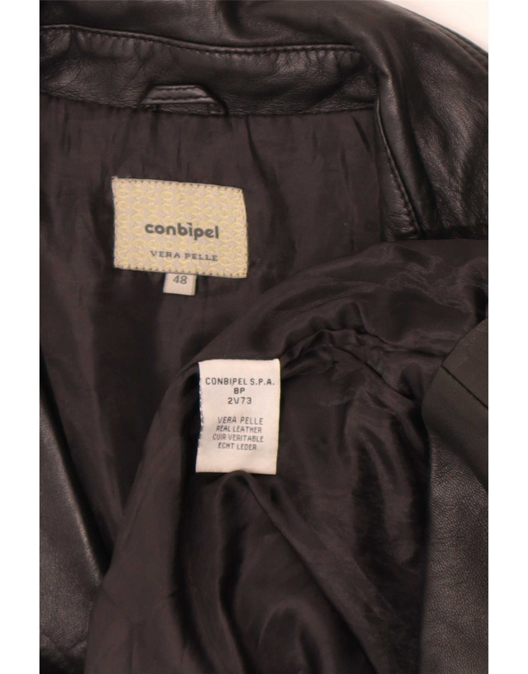 Conbipel Womens Leather Coat IT 48 XL Black