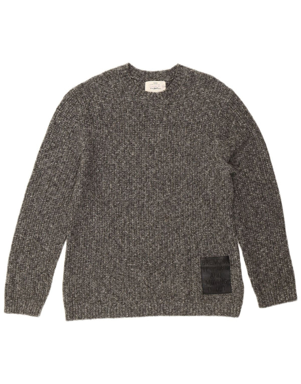 Zara Boys Crew Neck Jumper Sweater 11-12 Years Grey Flecked Cotton
