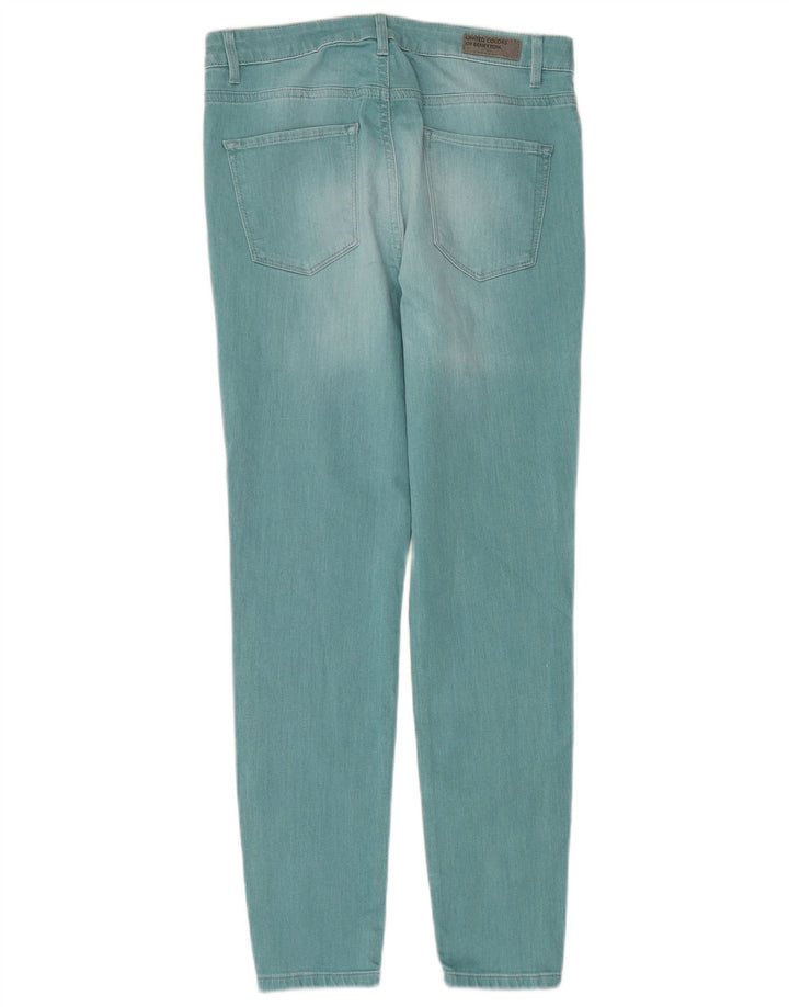 BENETTON Womens Skinny Jeans W29 L28 Turquoise Cotton