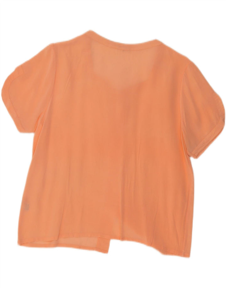 VINTAGE Womens See Through Short Sleeve Shirt Blouse UK 14 Medium Orange Vintage Vintage and Second-Hand Vintage from Messina Hembry 