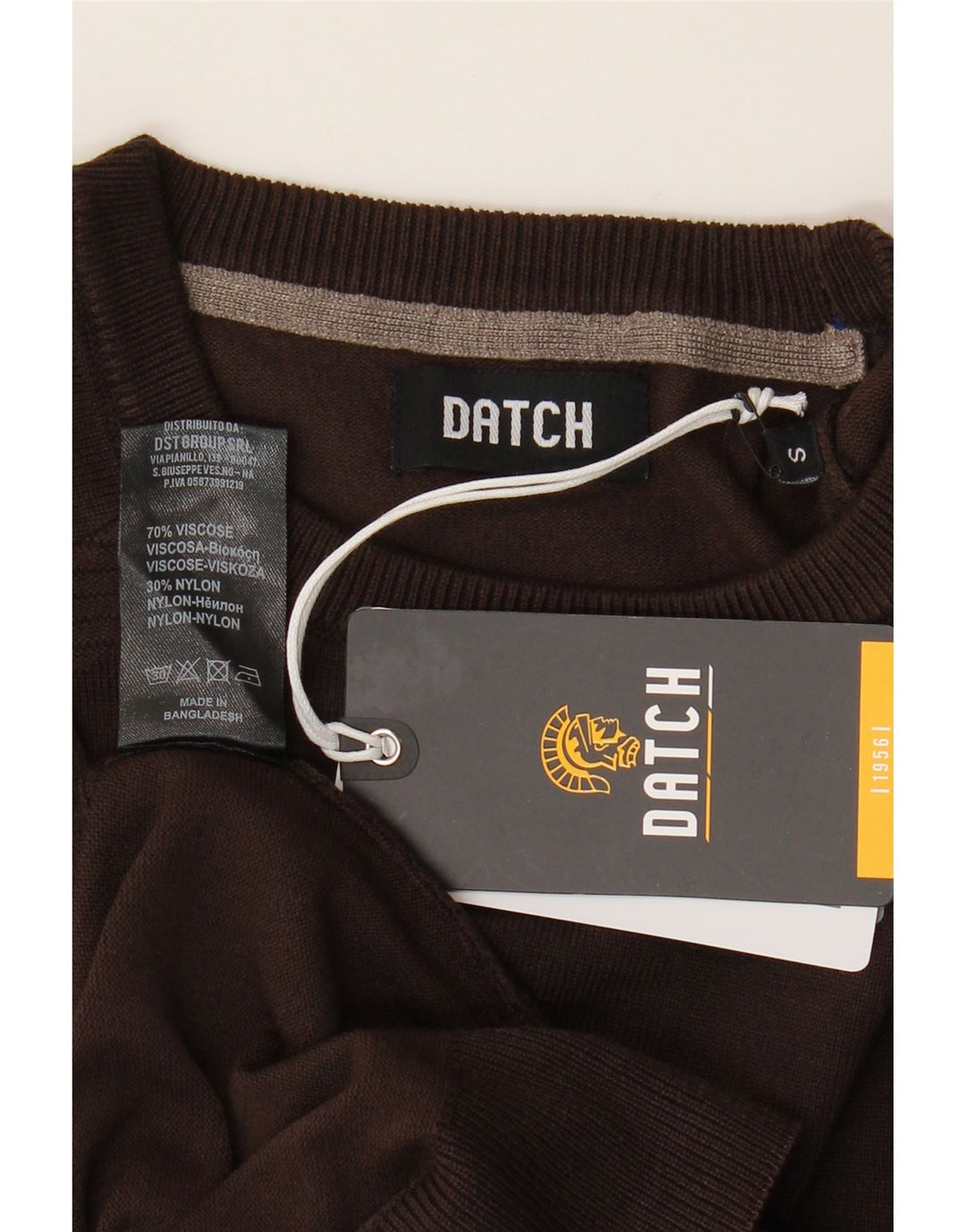 DATCH Mens Crew Neck Jumper Sweater Small Brown Viscose