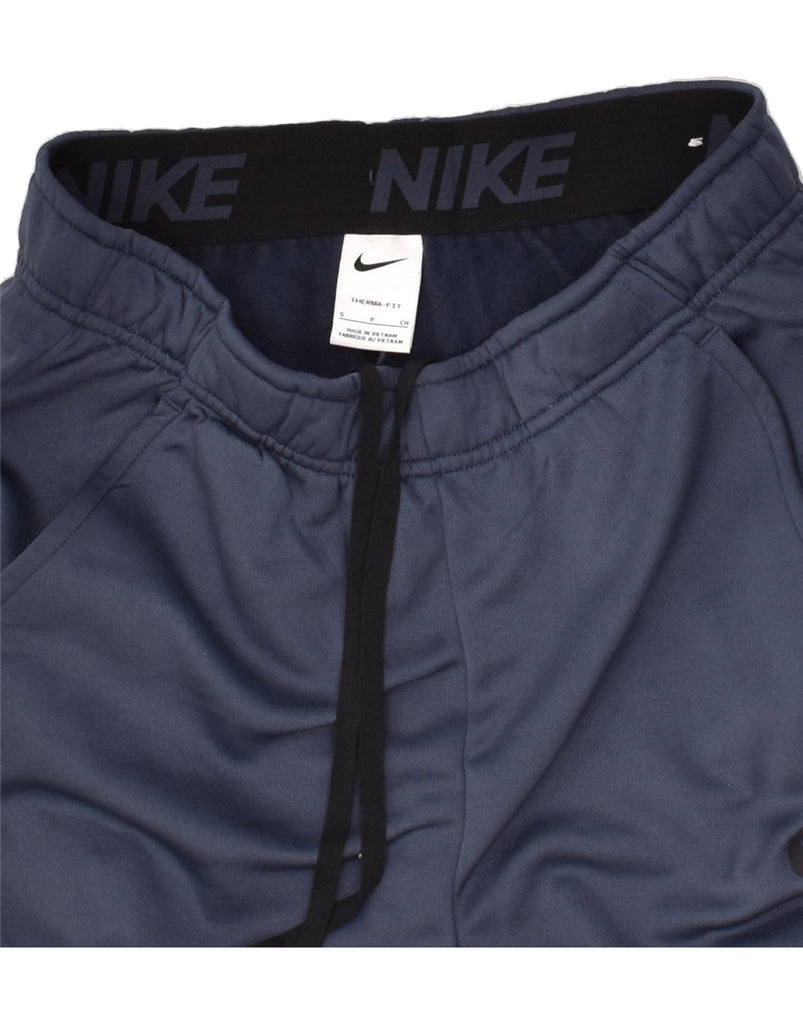 NIKE Mens Therma-Fit Tracksuit Trousers Joggers Small Navy Blue Polyester | Vintage Nike | Thrift | Second-Hand Nike | Used Clothing | Messina Hembry 