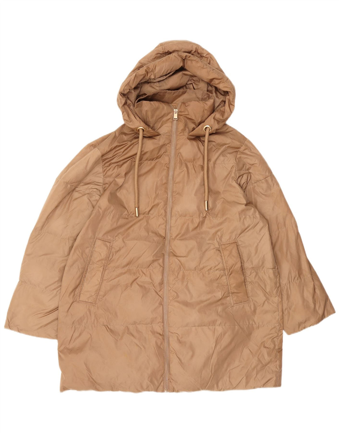 Zara Womens Oversized Hooded Padded Coat UK 10 Small Beige