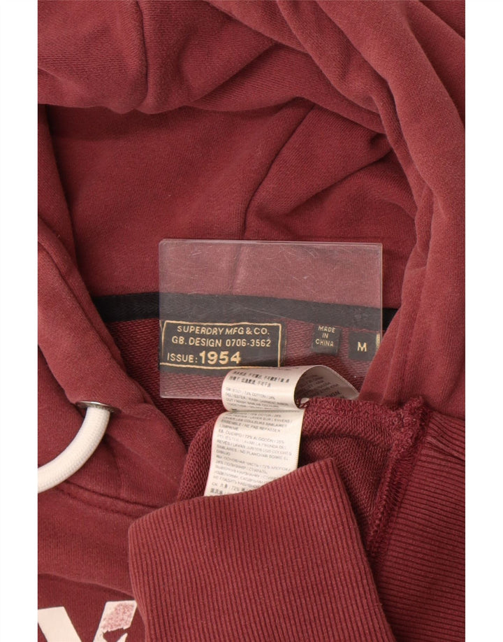 Superdry Mens Graphic Hoodie Jumper Medium Burgundy Cotton