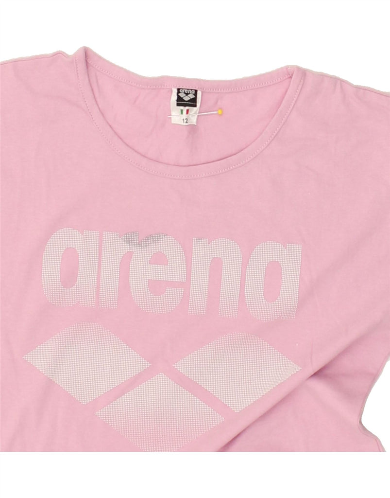 ARENA Girls Graphic T-Shirt Top 11-12 Years Pink Cotton | Vintage Arena | Thrift | Second-Hand Arena | Used Clothing | Messina Hembry 