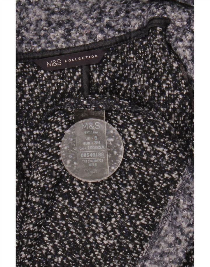 Marks & Spencer Womens Overcoat UK 8 Small  Navy Blue Flecked Polyester