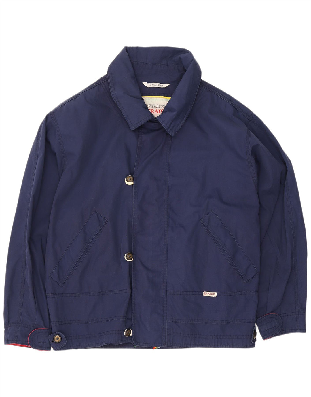 Vintage Mens Bomber Jacket UK 38 Medium Navy Blue Polyester