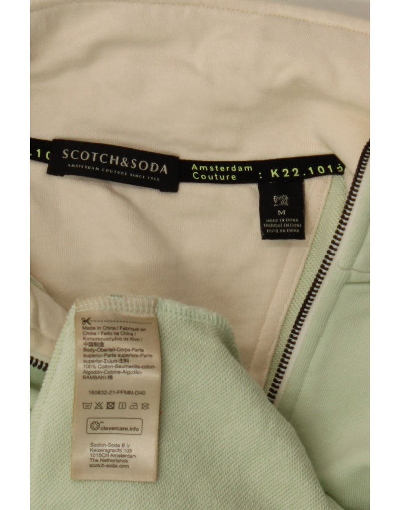 SCOTCH & SODA Mens Zip Neck Sweatshirt Jumper Medium Green Cotton Vintage Scotch & Soda and Second-Hand Scotch & Soda from Messina Hembry 