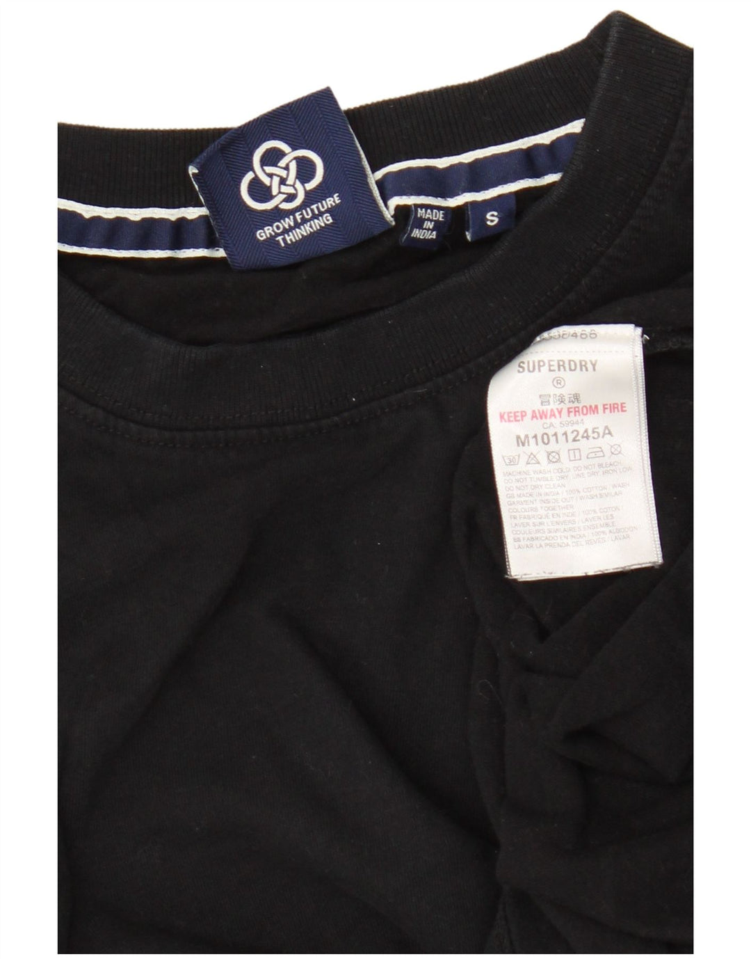 Superdry Mens T-Shirt Top Small Black Cotton