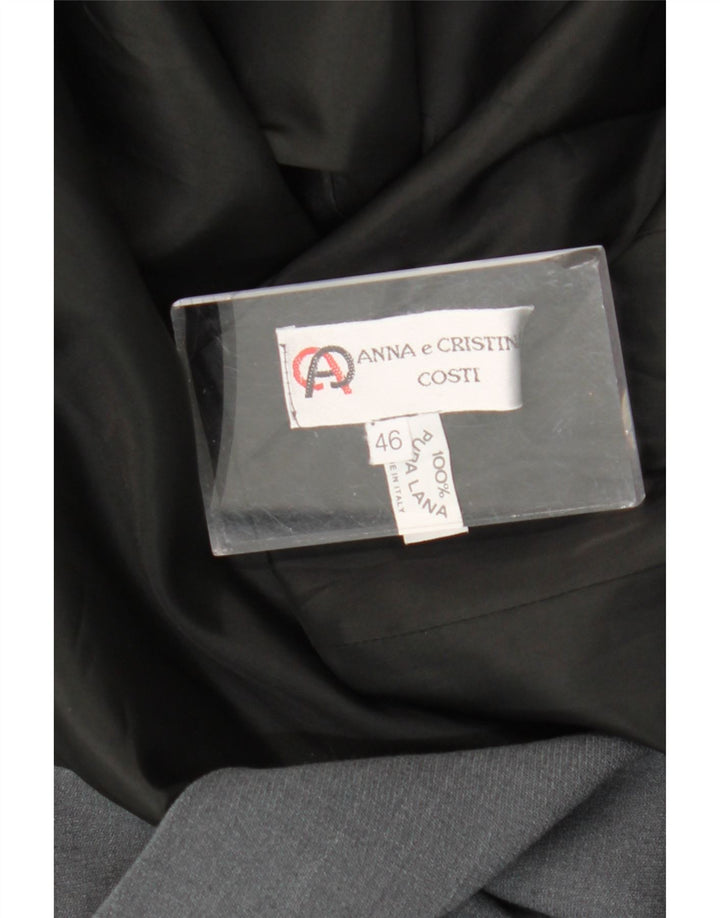 Vintage Womens Double Breasted Coat IT 46 Large Grey Wool