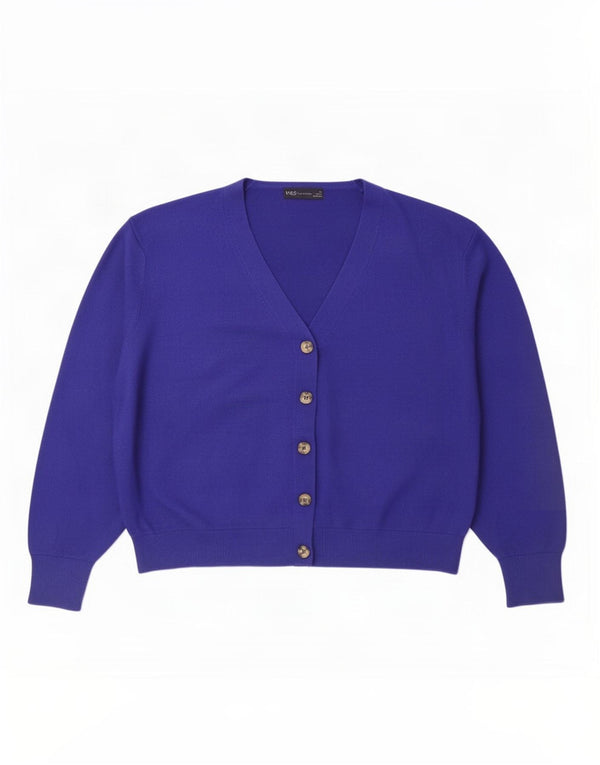 Marks & Spencer Womens Oversized Cardigan Sweater UK 18 XL Blue Viscose