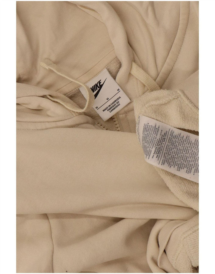 Nike Womens Zip Hoodie Sweater UK 14 Medium Beige Cotton