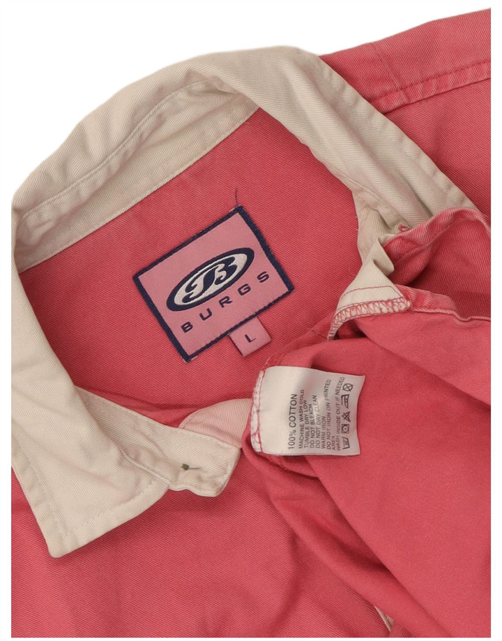 Vintage Womens Graphic Pullover Shirt UK 16 Large Pink Colourblock Cotton