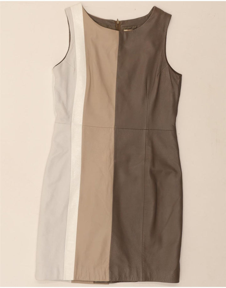 URBANCODE Womens Leather Sheath Dress UK 14 Medium Grey Colourblock Vintage Urbancode and Second-Hand Urbancode from Messina Hembry 