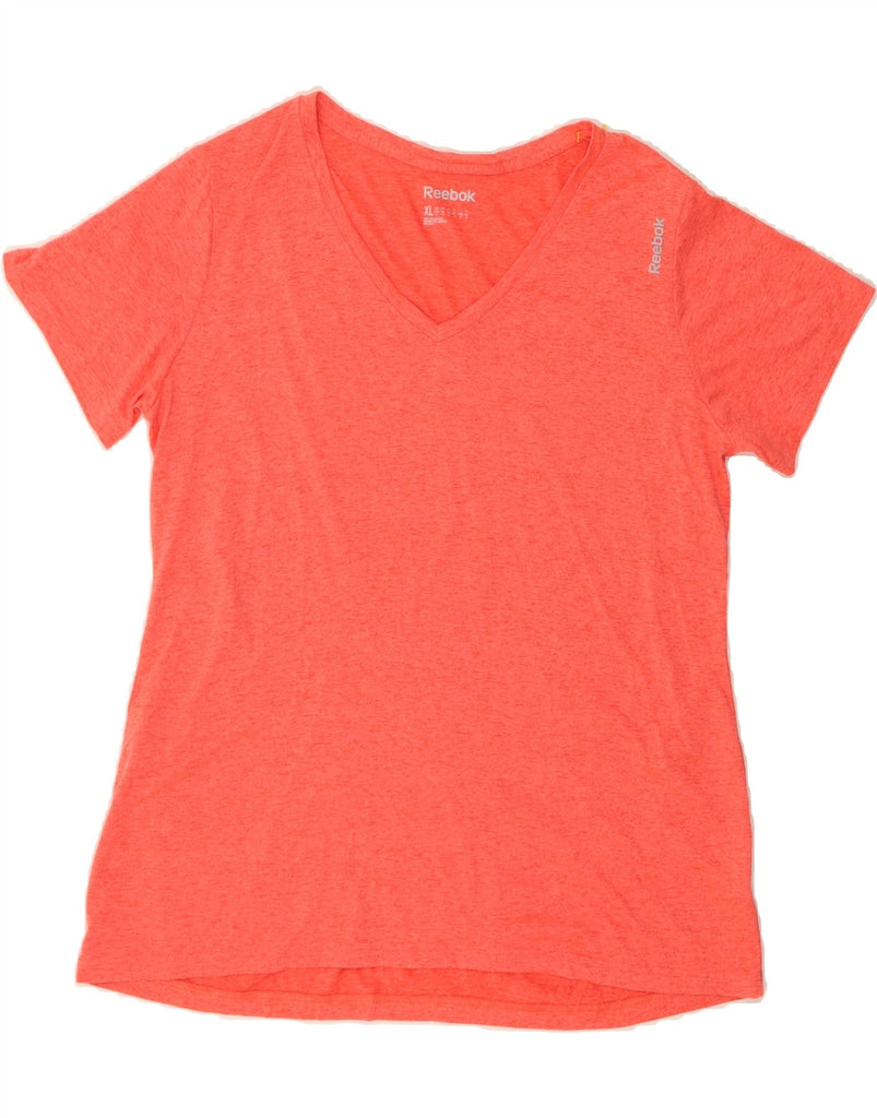 REEBOK Womens T-Shirt Top UK 16 Large Orange Flecked Polyester Vintage Reebok and Second-Hand Reebok from Messina Hembry 