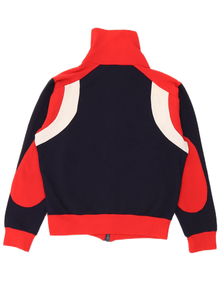 Vintage Mens Tracksuit Top Jacket 2XS Navy Blue Colourblock Polyamide