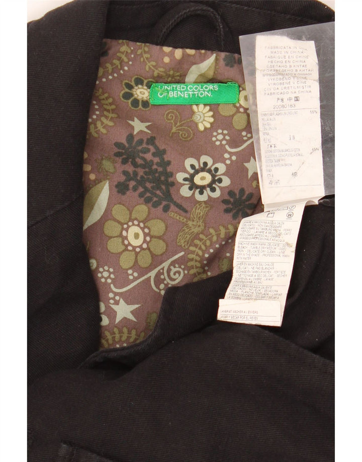 BENETTON Mens 3 Button Blazer Jacket IT 48 Medium Black Linen