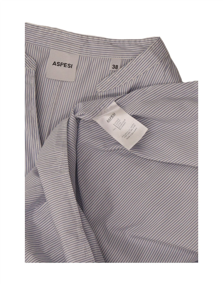 Aspesi Womens Blouse Top EU 38 Medium Blue Pinstripe Cotton