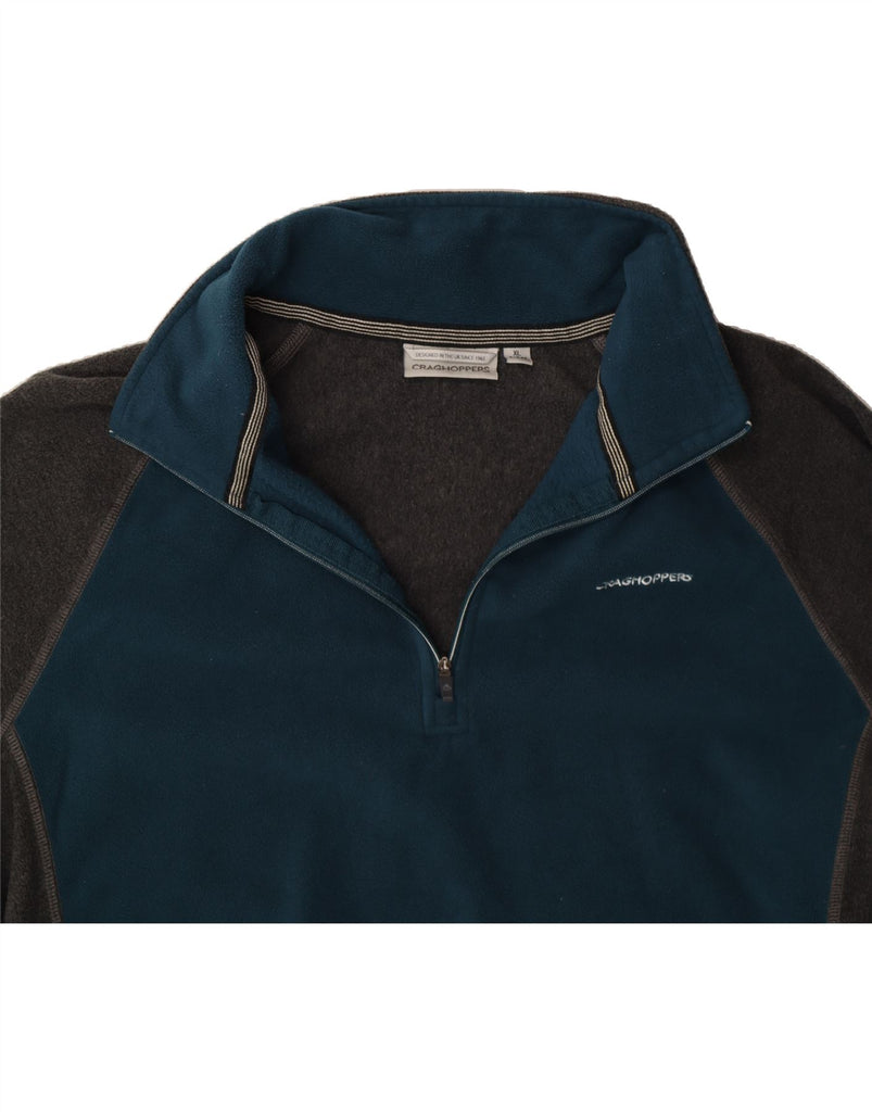 CRAGHOPPERS Mens Zip Neck Fleece Jumper XL Grey Colourblock Polyester Vintage CRAGHOPPERS and Second-Hand CRAGHOPPERS from Messina Hembry 