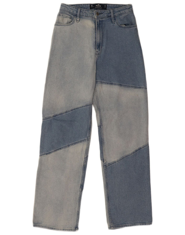Hollister Womens Dad Straight Jeans US 3 XS W26 L31 Blue Patchwork
