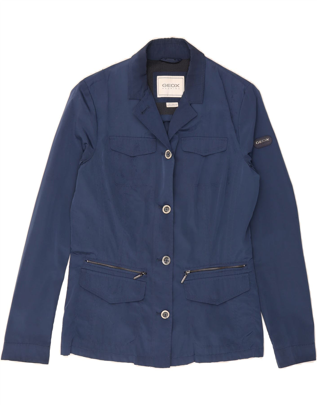 GEOX RESPIRA Womens Utility Jacket UK 14 Medium Navy Blue Polyester Vintage Geox Respira and Second-Hand Geox Respira from Messina Hembry 